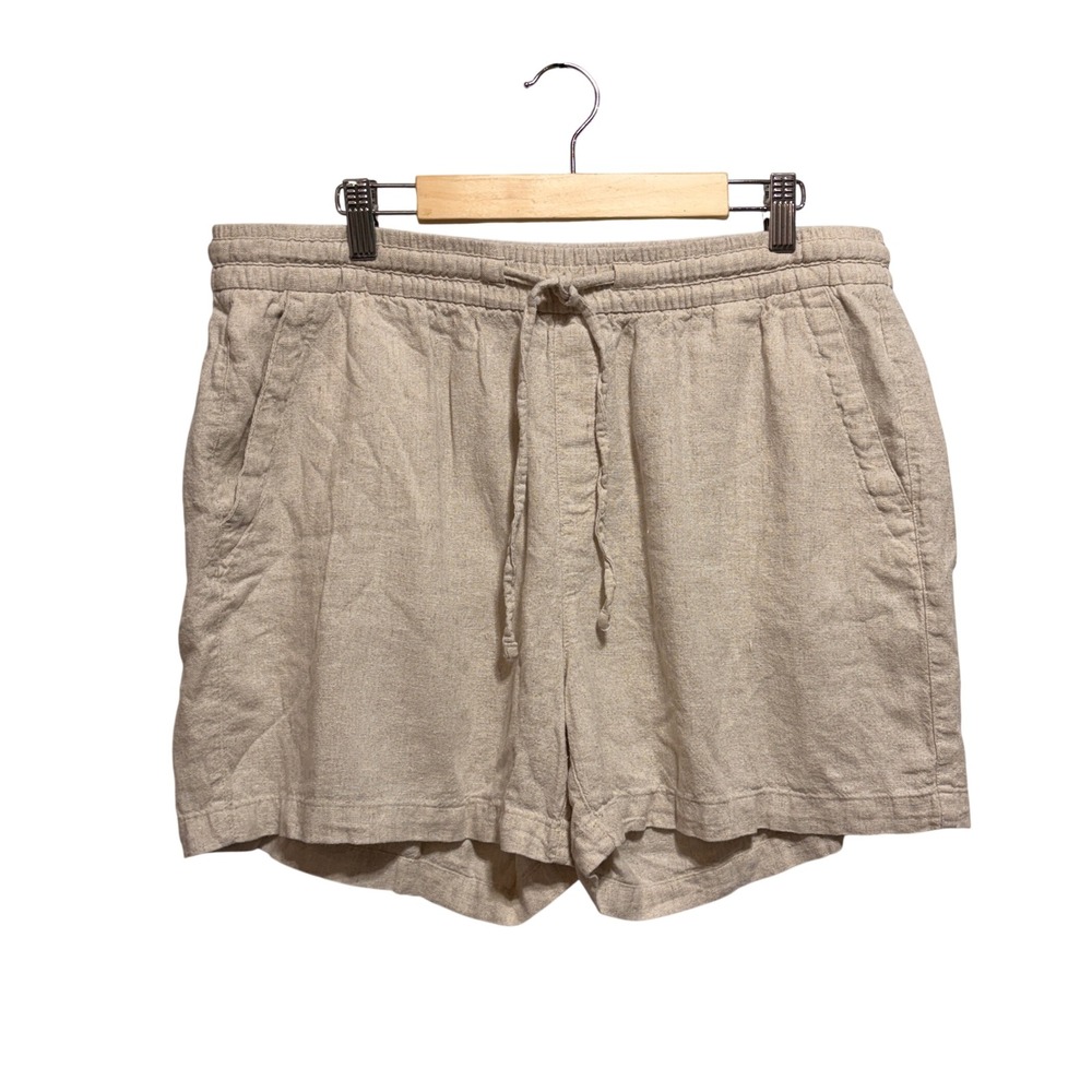 Old Navy Linen Blend Pull-On Shorts Size L Beige Neutral Summer Beach Capsule
